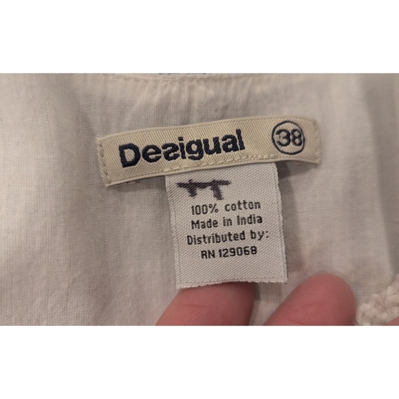 Desigual Cotton Embroidered Bubble Hem Dress Size 6 - Picture 6 of 10